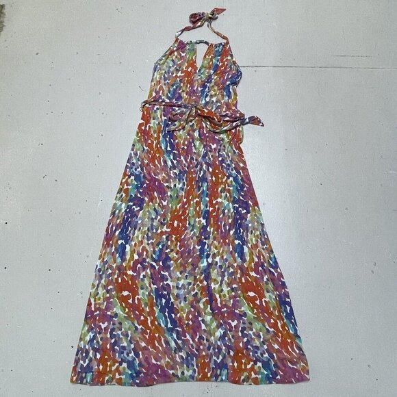 Three Dots Dresses & Skirts - Three Dots Dress Womens Medium Maxi Multicolored Sleeveless Drawstring Racerback